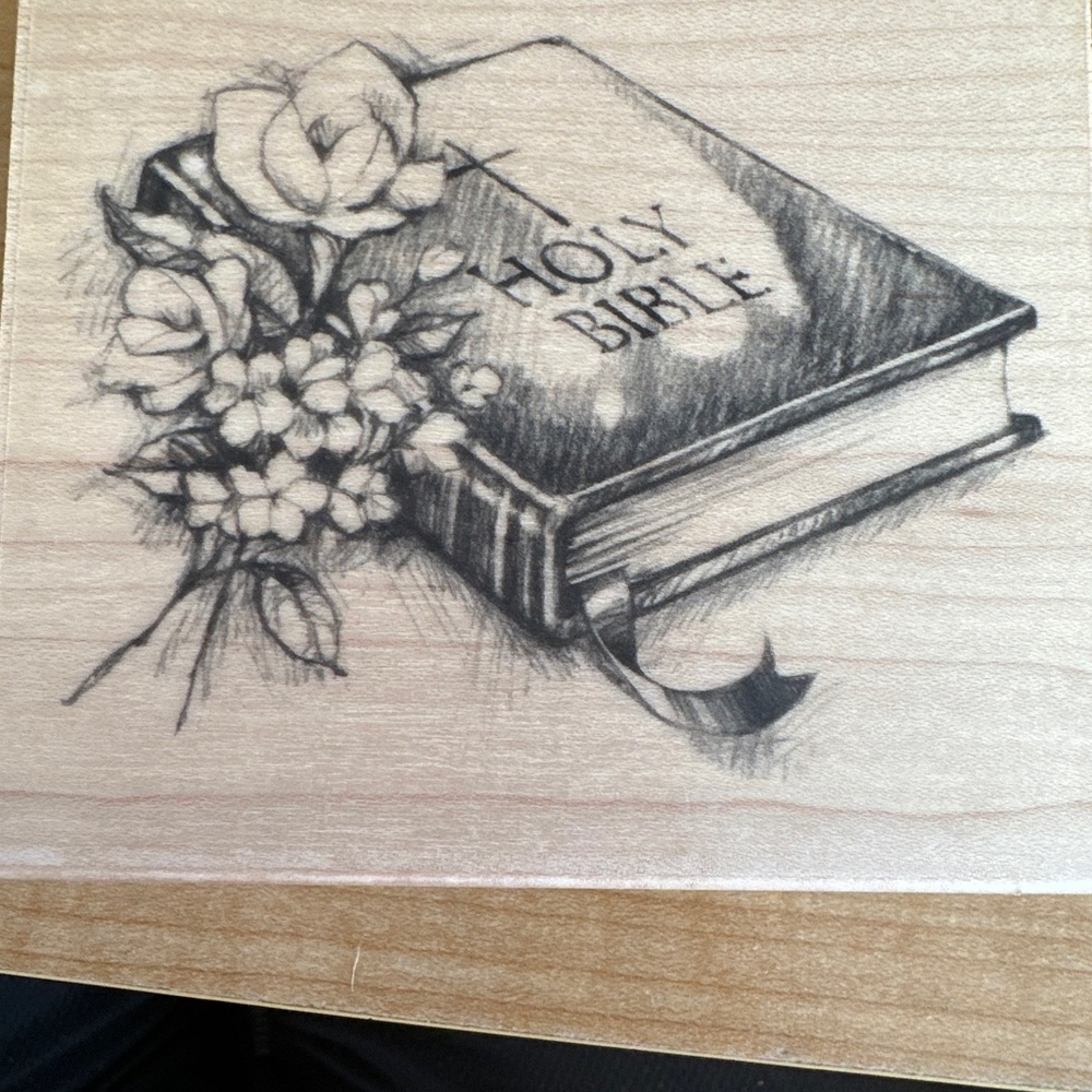 Inkadinkado Wood Stamp Bible 4” By 3.5”, Never Used